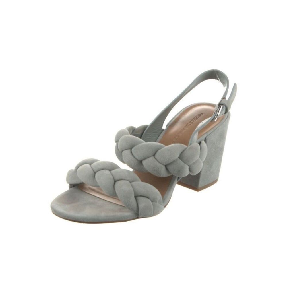 rebecca minkoff Authentic Blue Green Suede Leather Block Heel Braided Sandals 7